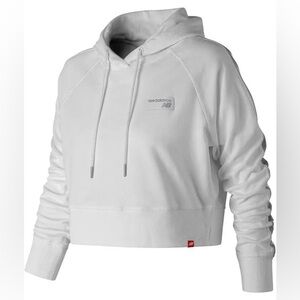 new balance cropped white hoodie